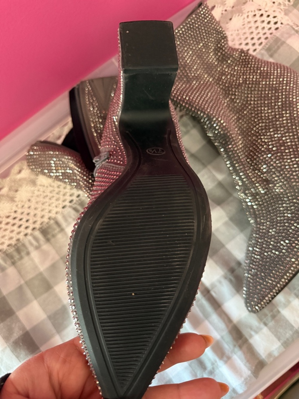 a new day Silver Rhinestone Pointed Ankle Boots - Picture 7 of 9